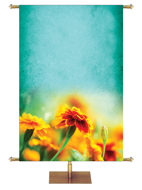 Flowers on Turquoise Custom Banner - Custom Easter Banners - PraiseBanners