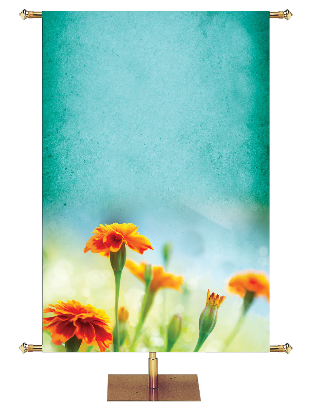 Flowers on Turquoise Custom Banner - Custom Easter Banners - PraiseBanners