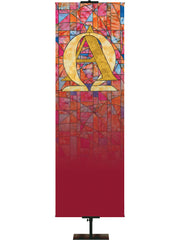 Stained Glass Alpha & Omega Custom Banner - Custom Liturgical Banners - PraiseBanners