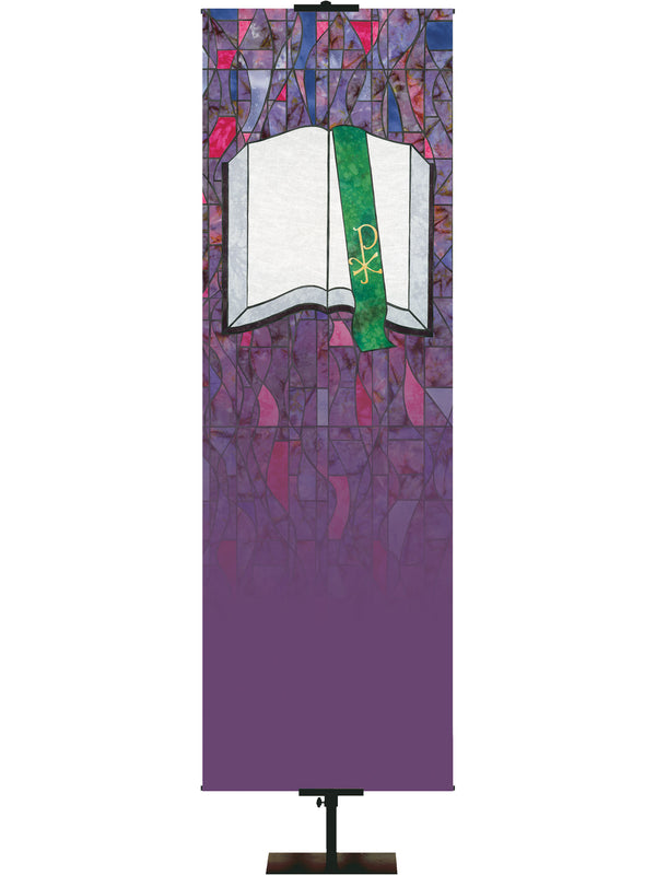 Custom Banner Stained Glass Symbols of Faith Bible