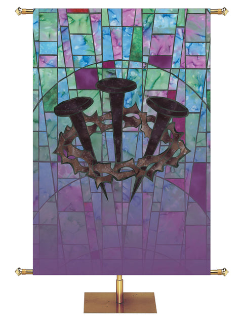 Stained Glass Crown of Thorns Custom Banner - Custom Liturgical Banners - PraiseBanners