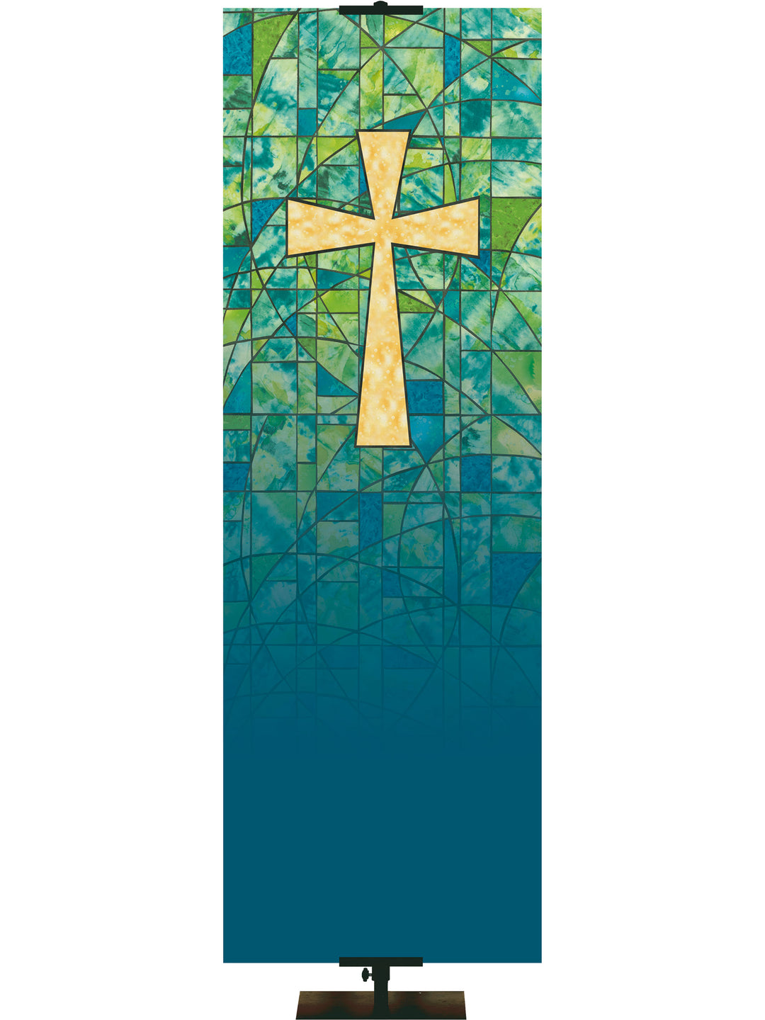 Stained Glass Cross Custom Banner - Custom Liturgical Banners - PraiseBanners