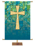 Stained Glass Cross Custom Banner - Custom Liturgical Banners - PraiseBanners