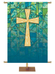 Stained Glass Cross Custom Banner - Custom Liturgical Banners - PraiseBanners