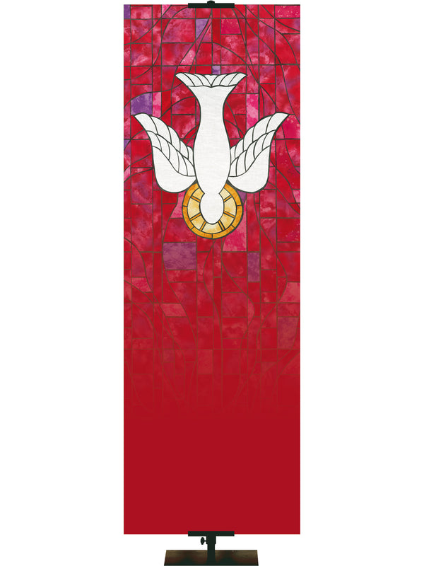 Custom Banner Stained Glass Symbols of Faith Descending Dove