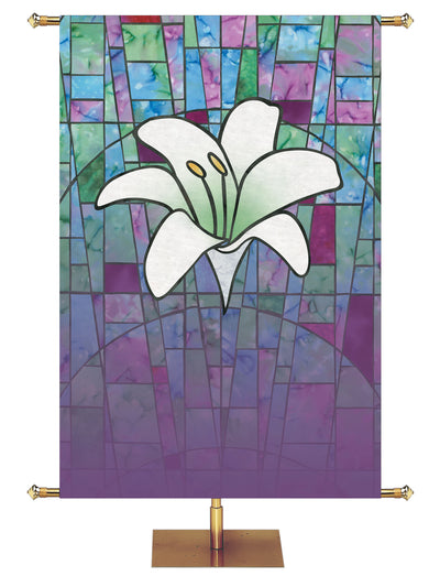 Stained Glass Lily Custom Banner - Custom Liturgical Banners - PraiseBanners