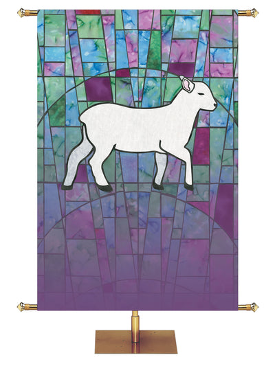 Stained Glass Lamb Custom Banner - Custom Liturgical Banners - PraiseBanners