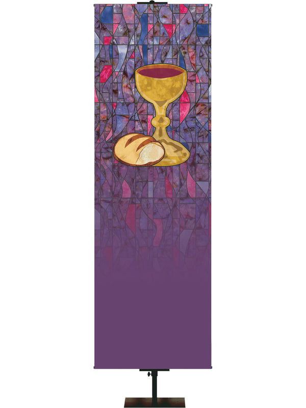 Custom Banner Stained Glass Symbols of Faith Communion