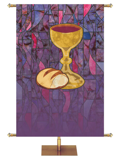Stained Glass Communion Custom Banner - Custom Liturgical Banners - PraiseBanners