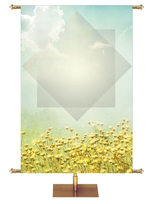 Custom Banner Contemporary Spring Field of Flowers New Has Come