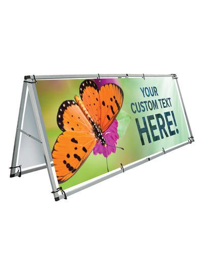 Custom Large Outdoor A-Frame and Vinyl Banner Set - SSP Butterfly Design