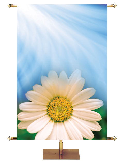 Custom Signs of Spring Banner White Daisy - Custom Year Round Banners - PraiseBanners