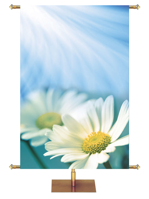 Custom Signs of Spring Banner White Daisy 2 - Custom Year Round Banners - PraiseBanners