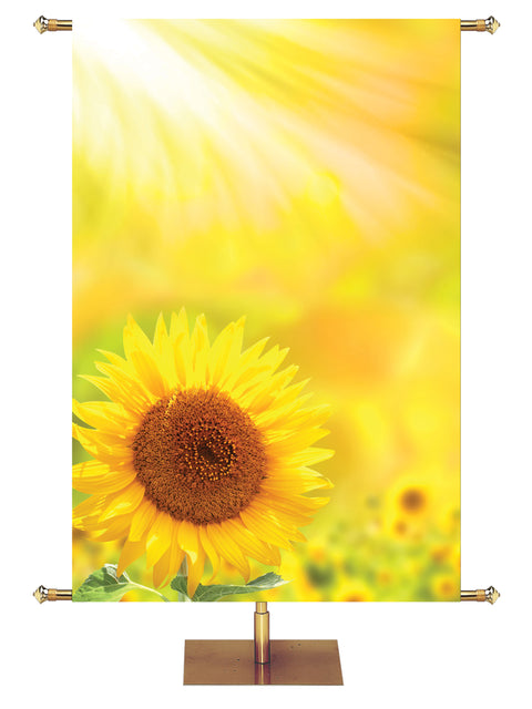Custom Signs of Spring Banner Yellow Sunflower - Custom Year Round Banners - PraiseBanners