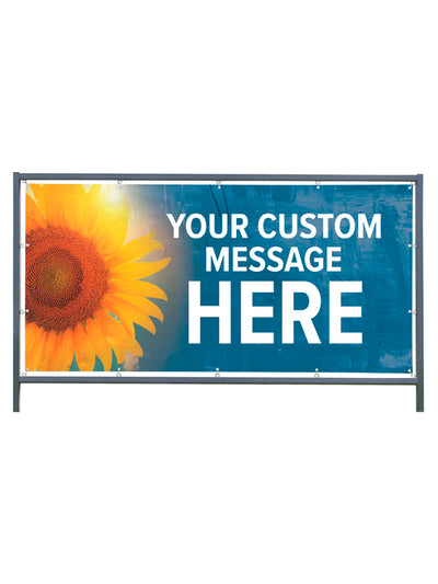 Custom Outdoor Banner with Frame Display - Spring Awakenings Sunflower