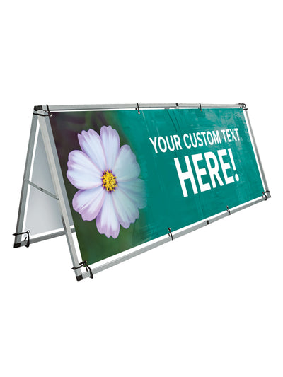 Custom Large Outdoor A-Frame and Vinyl Banner Set - SWK Cosmos Flower Design