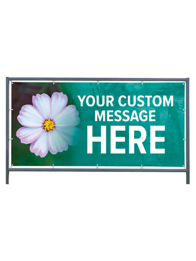Custom Outdoor Banner with Frame Display - Spring Awakenings Cosmos Flower