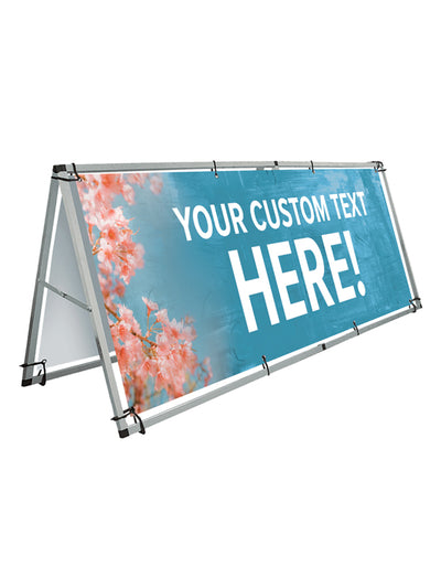 Custom Large Outdoor A-Frame and Vinyl Banner Set - SWK Cherry Blossoms Design
