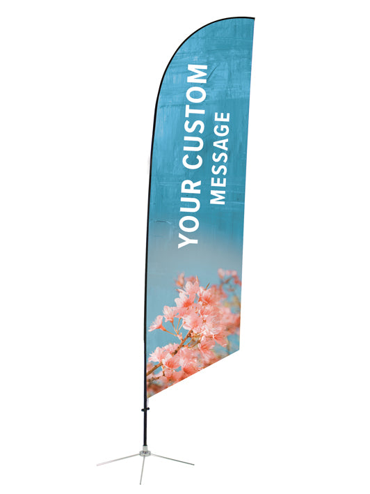 Custom Angled Feather Flag - SWK Cherry Blossoms Design