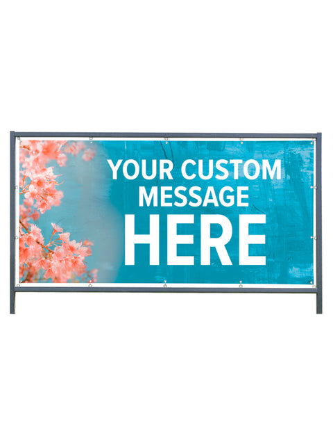 Custom Outdoor Banner with Frame Display - Spring Awakenings Cherry Blossoms