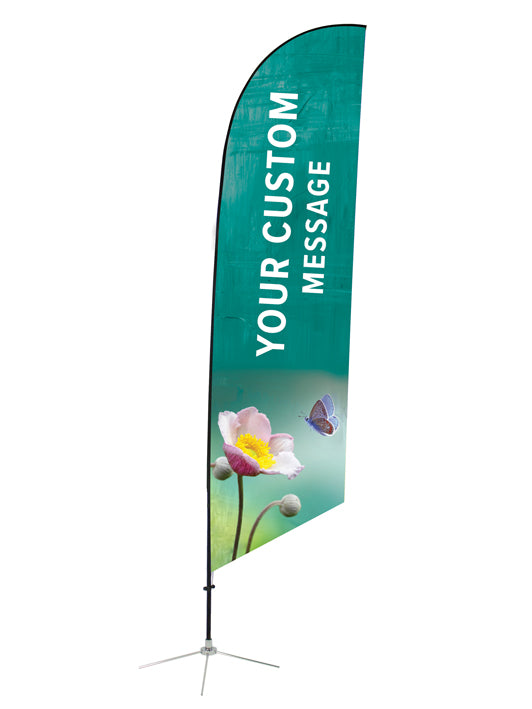 Custom Angled Feather Flag - SWK Butterfly and Bloom Design