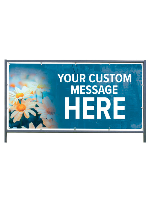 Custom Outdoor Banner with Frame Display - Spring Awakenings Daisies