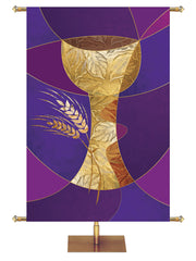 Symbols of Worship Custom Banner Communion in Blue, Green, Purple and Red