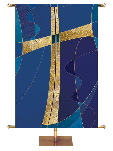Symbols of Worship Custom Banner Cross in Blue, Green, Purple and Red