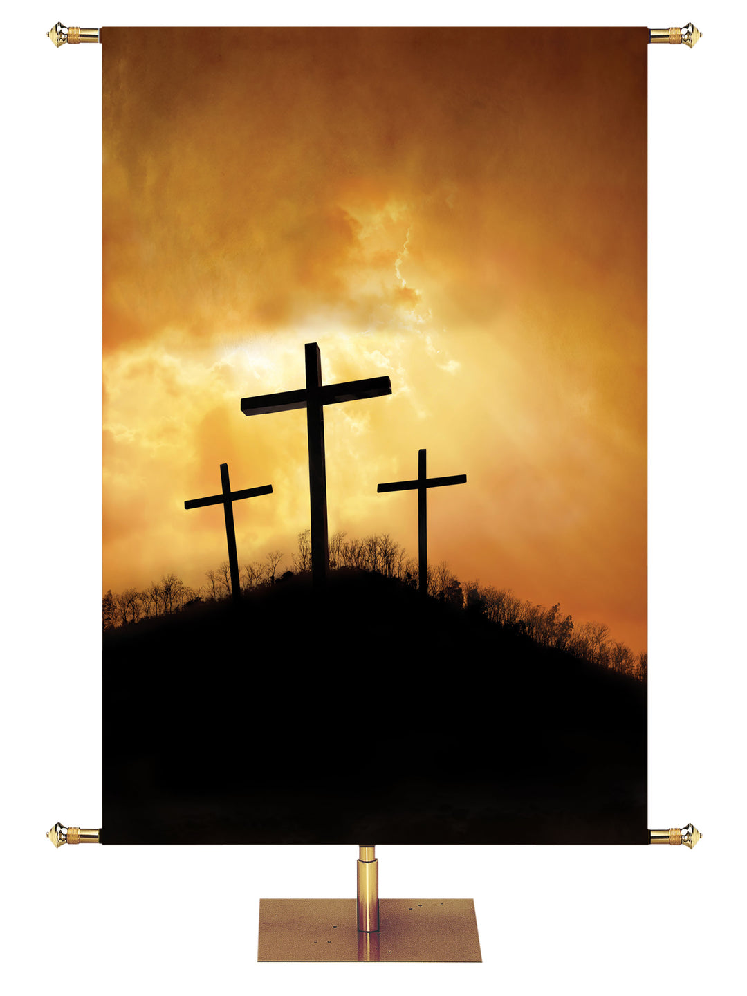 Three Crosses on a Hill Custom Banner - Custom Easter Banners - PraiseBanners