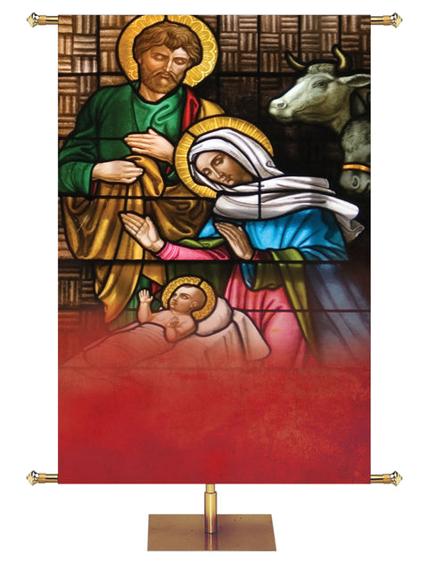 Custom Stained Glass Nativity III - Custom Christmas Banners - PraiseBanners