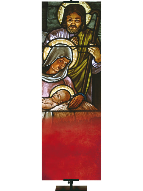 Custom Stained Glass Nativity Banner Background - Custom Christmas Banners - PraiseBanners