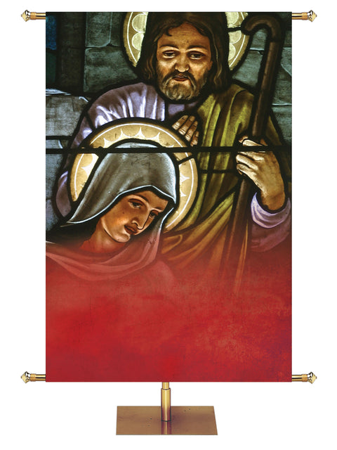 Custom Stained Glass Nativity Banner Background - Custom Christmas Banners - PraiseBanners