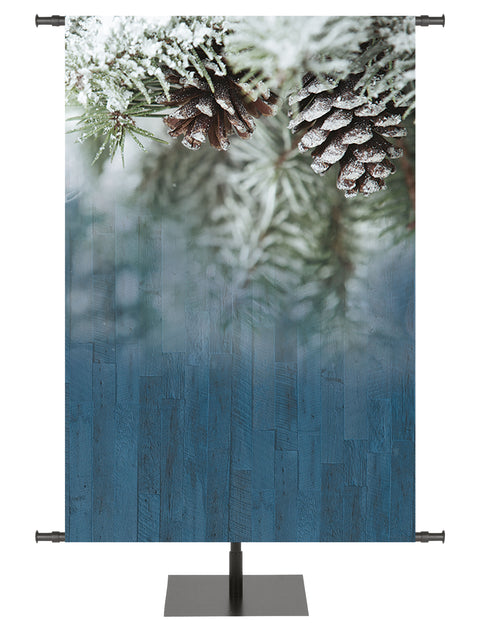 The Heart of Christmas Custom Banner Background Snowy Pinecones