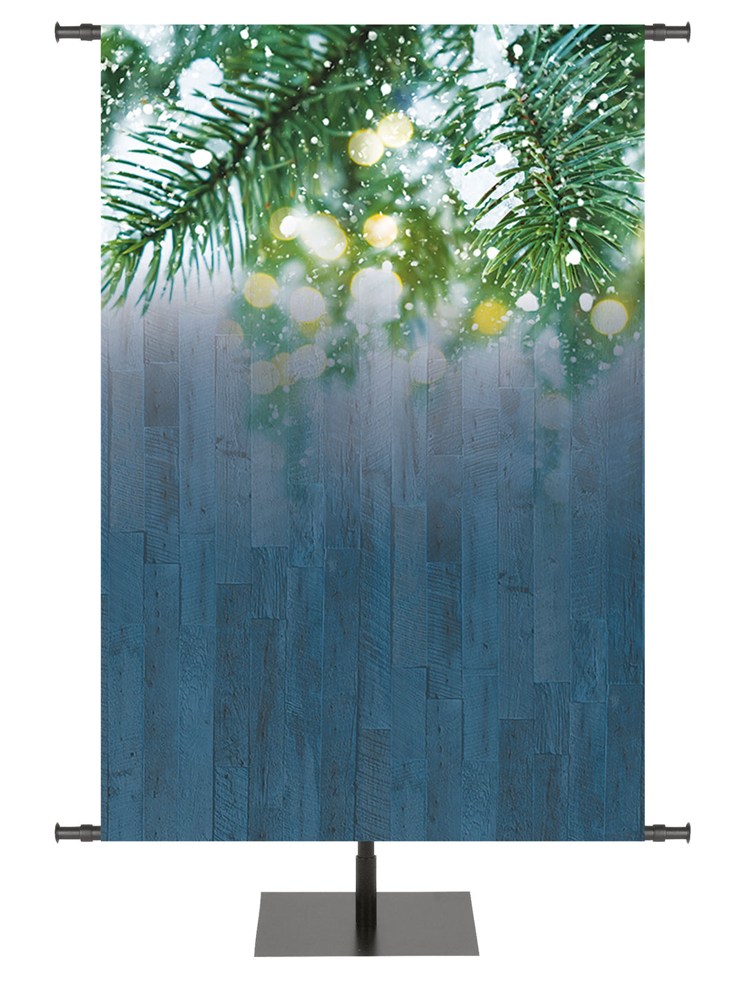 The Heart of Christmas Custom Banner Background Frosty Pine Branches