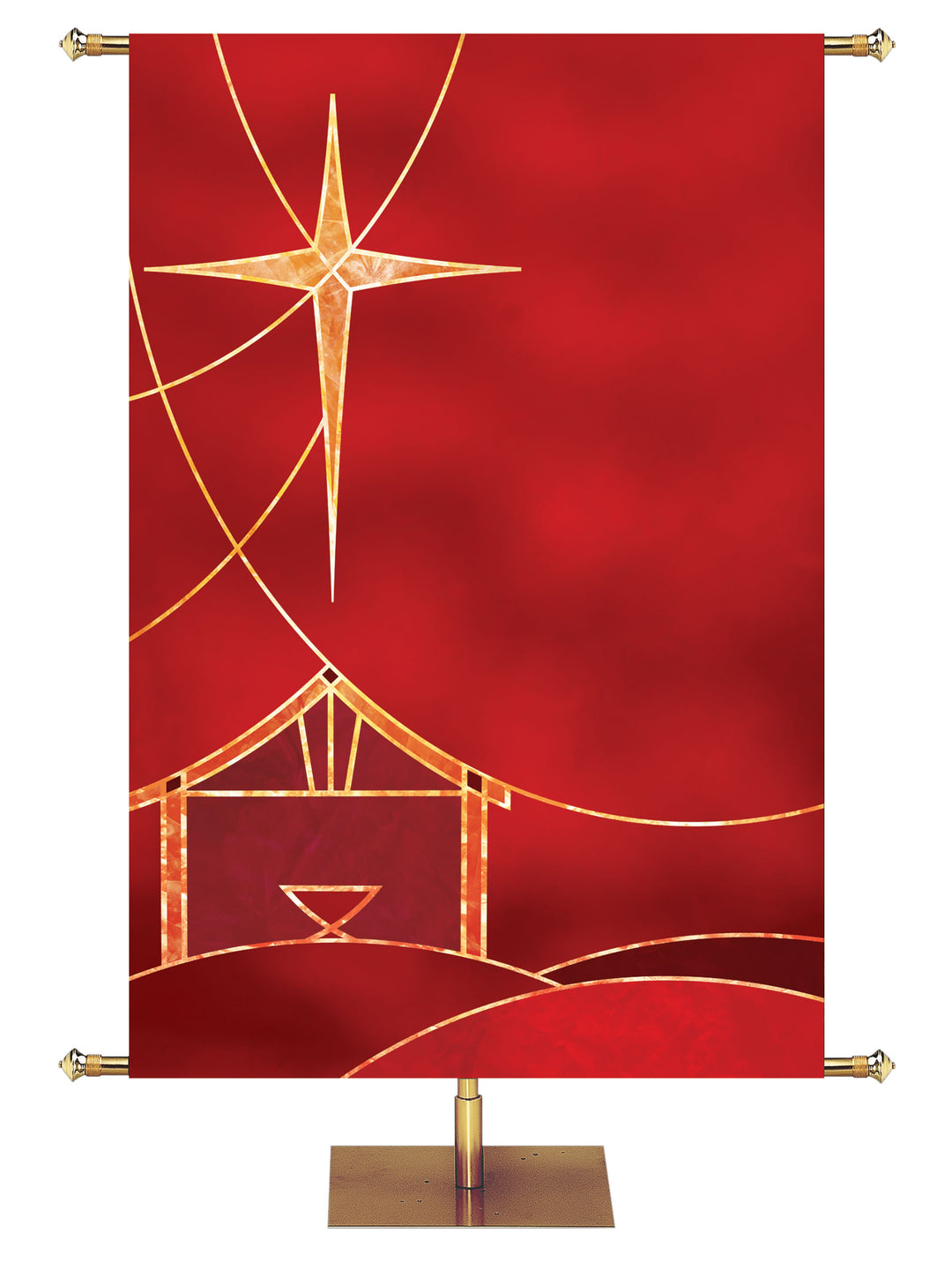 Away in a Manger Custom Banner Star and Stable - Left - Custom Christmas Banners - PraiseBanners