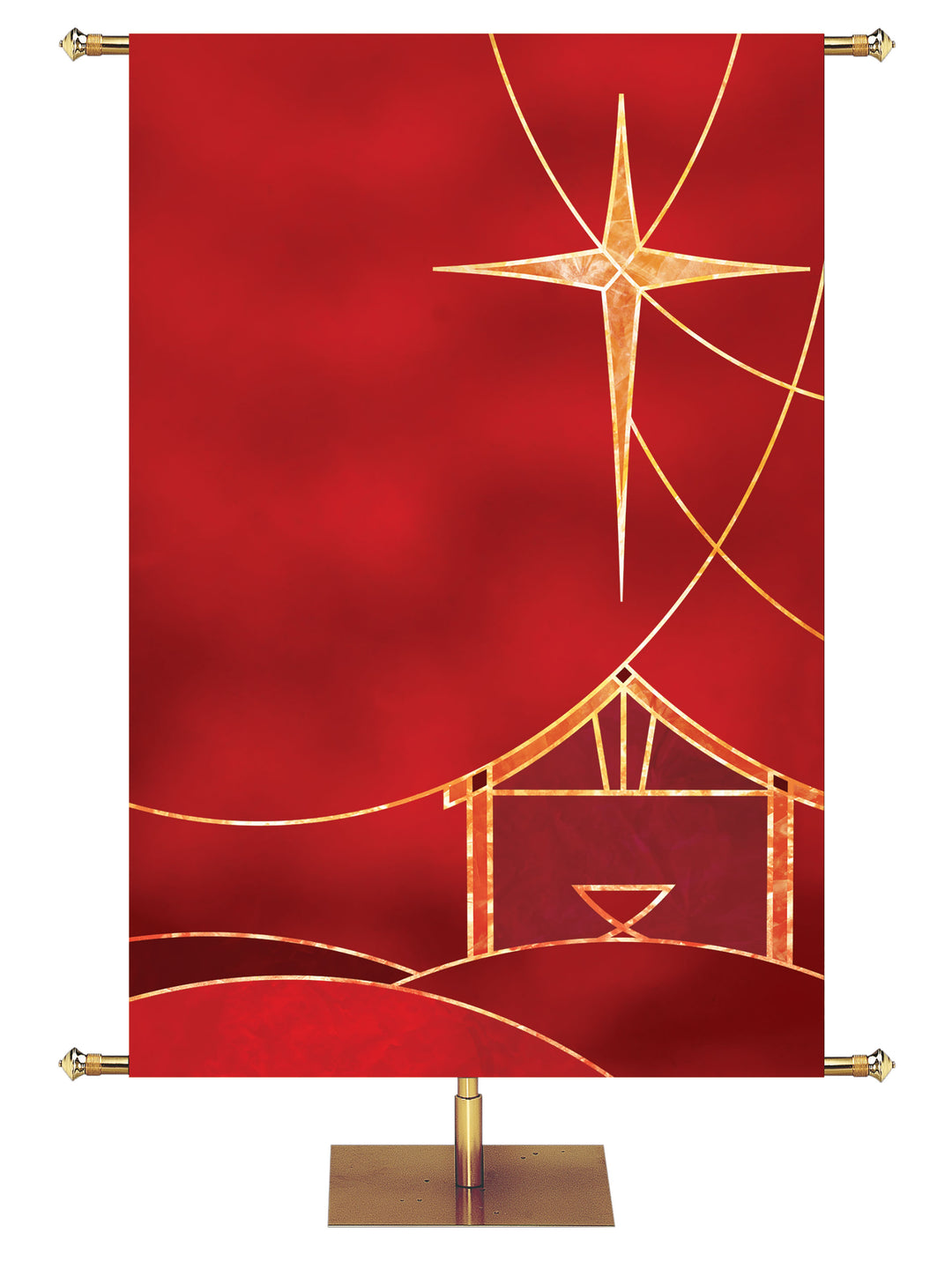 Away in a Manger Custom Banner Star and Stable - Right - Custom Christmas Banners - PraiseBanners