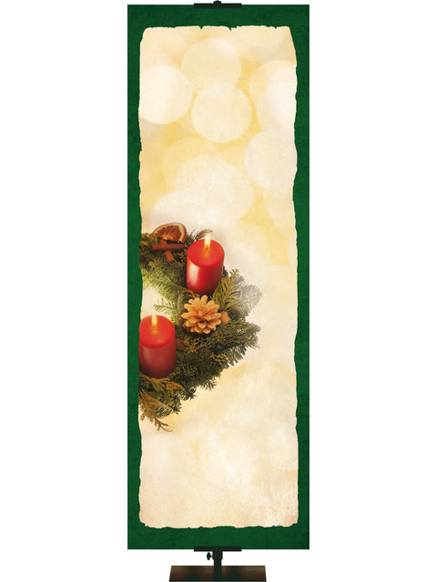 Custom Christmas Candle Wreath Banner - Custom Christmas Banners - PraiseBanners