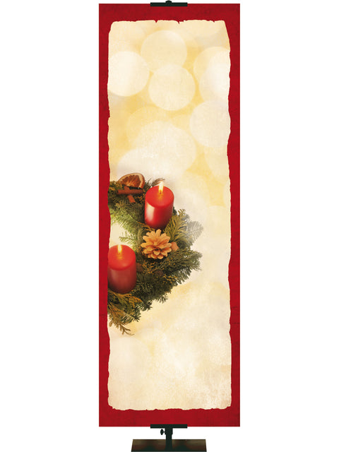 Custom Christmas Candle Wreath Banner - Custom Christmas Banners - PraiseBanners