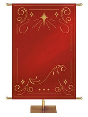 Custom Banner Background Shimmering Christmas in Red with the New Star top center and  border of gold accents