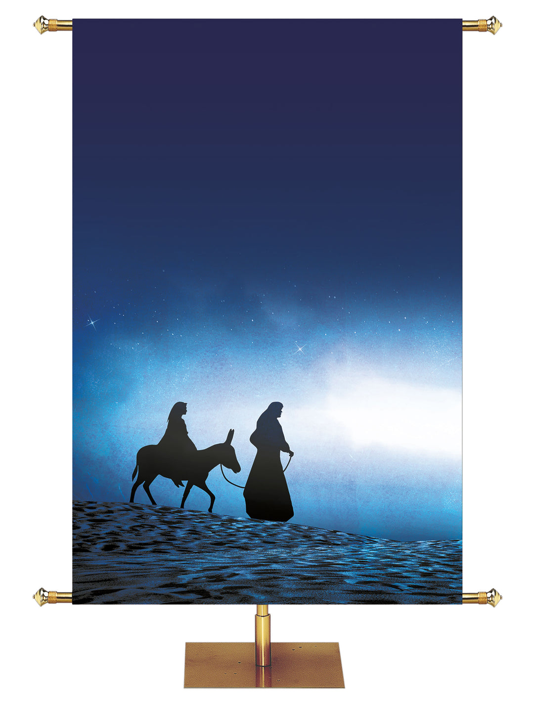 Custom Silent Night Silhouettes Mary and Joseph Banner Left - Custom Christmas Banners - PraiseBanners