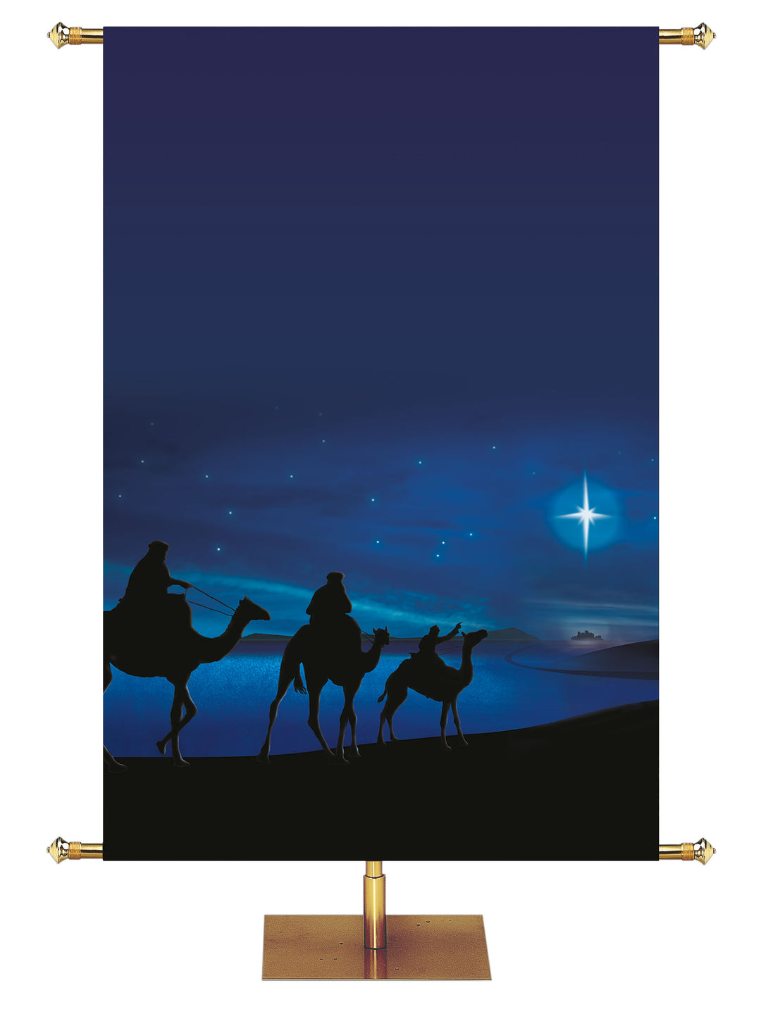 Custom Silent Night Silhouettes Magi Banner Left - Custom Christmas Banners - PraiseBanners