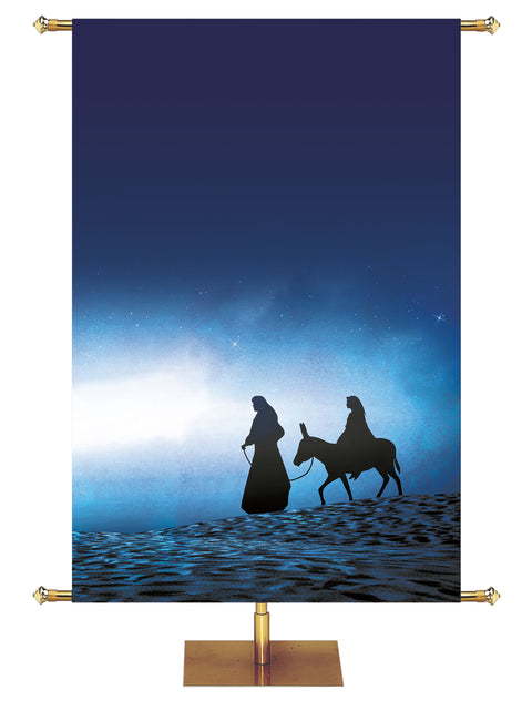 Custom Silent Night Silhouettes Mary and Joseph Banner Right - Custom Christmas Banners - PraiseBanners