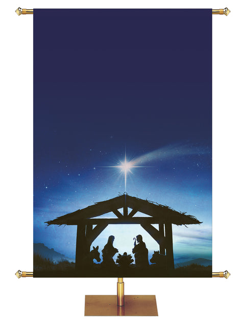 Custom Silent Night Silhouettes Manger Banner Right - Custom Christmas Banners - PraiseBanners