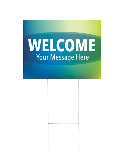 Custom Yard Sign Welcome Blue Abstract Design