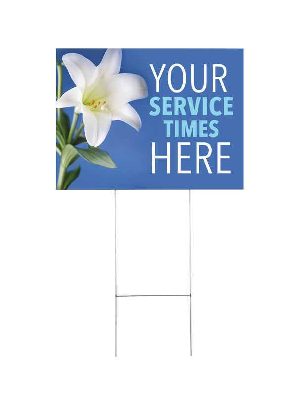 Custom Yard Signs - Lily Service Times - Set of 10