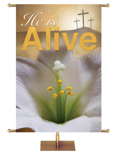 The Living Christ He is Alive - Lily - Easter Banners - PraiseBanners