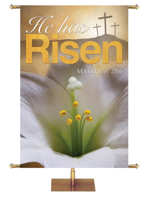 The Living Christ He Has Risen - Lily - Easter Banners - PraiseBanners