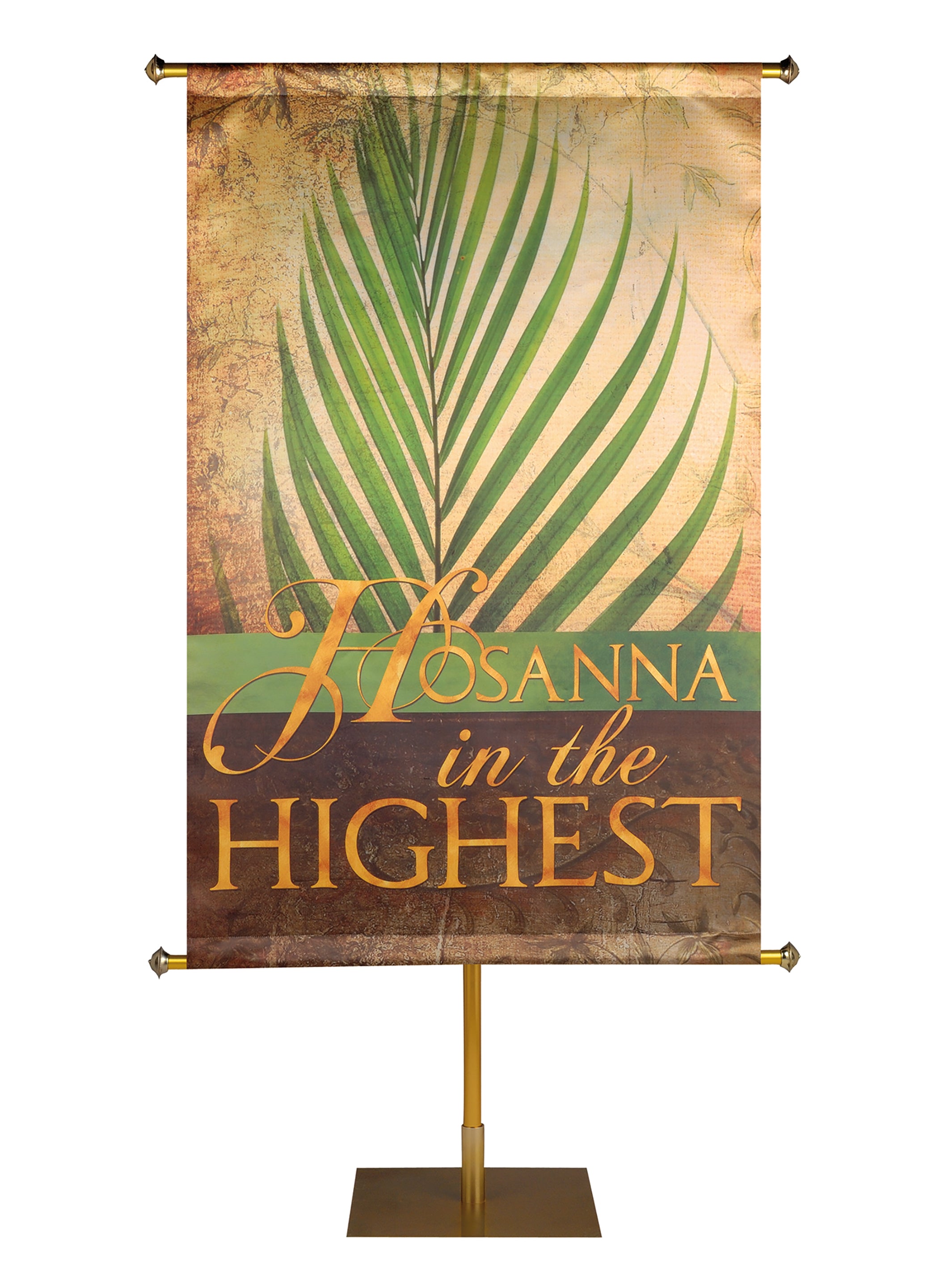 Banner de Pascua con texto en papel metalizado Hosanna en lo más alto ...