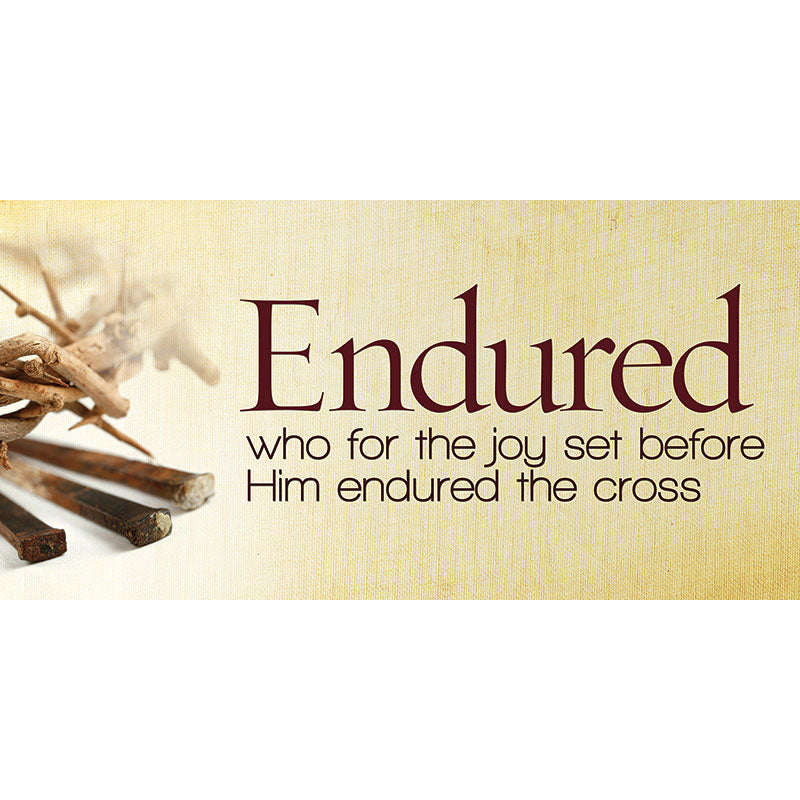 Rustic Easter Horizontal Church Banner Endured with Nails