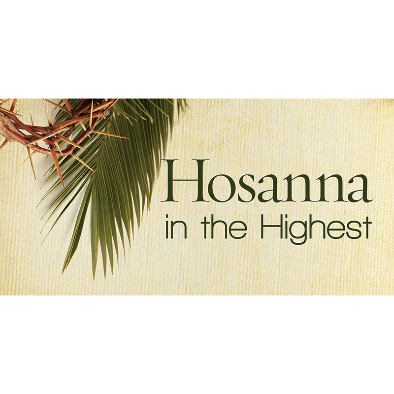 Rustic Easter Horizontal Church Banner Hosanna and Palm